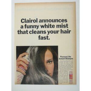 Clairol Psssssst Instant Shampoo Dry Spray Fashion MCM Print AD